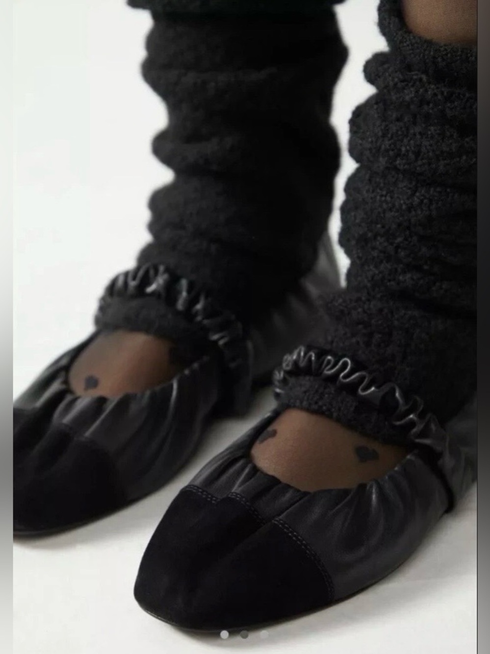 free people madeline Ballet Flats black leather,size 9